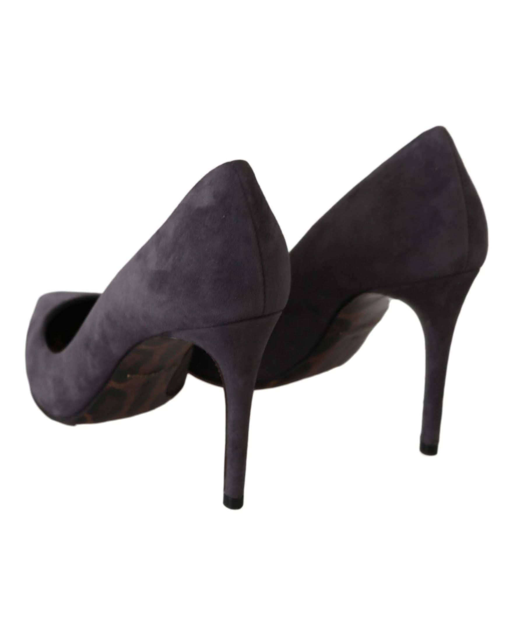 Dolce & Gabbana Gray Suede Leather Stiletto Shoes Heels Heels