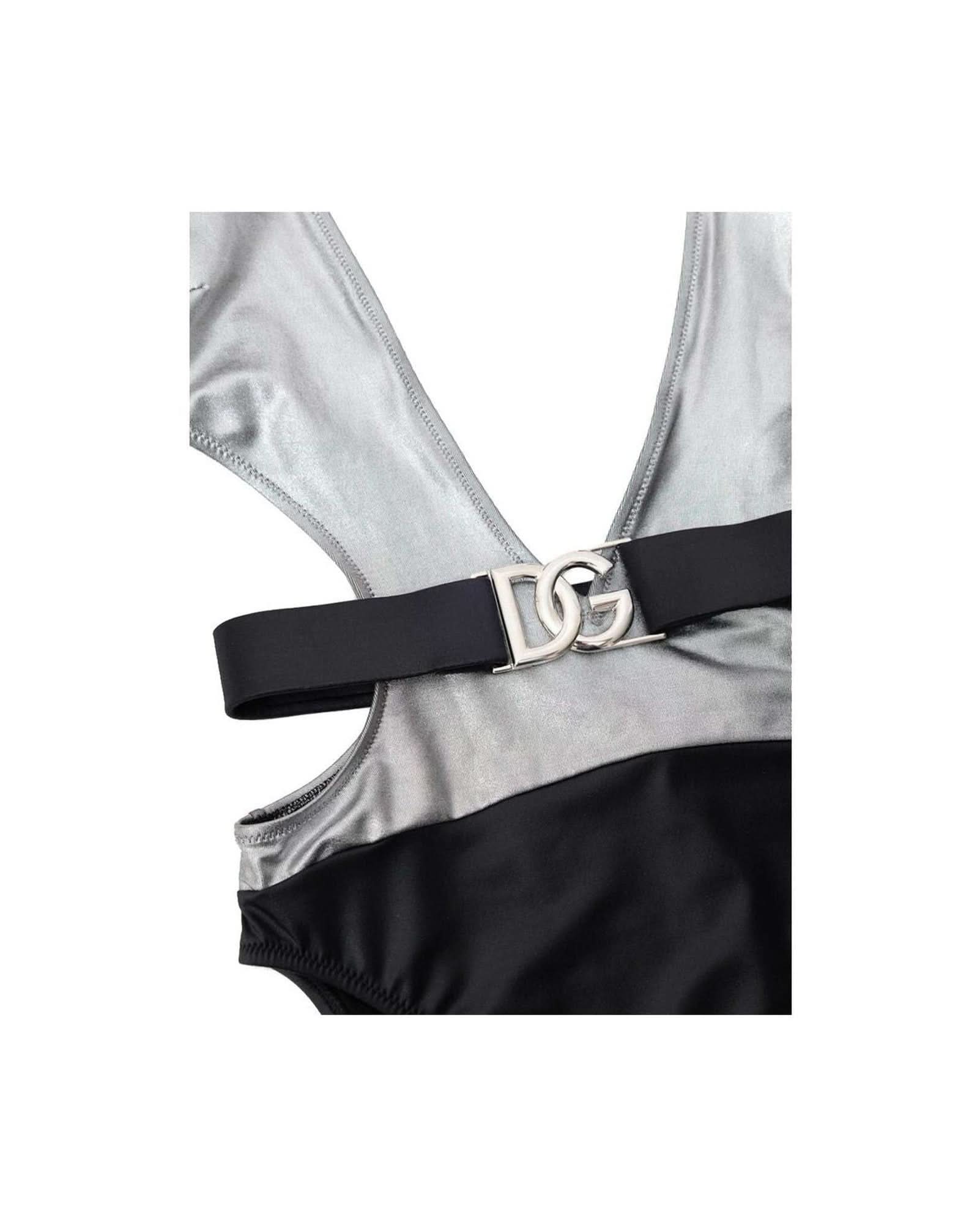 Dolce & Gabbana Gray Viscose One Piece Swimsuit One-Piece Swimsuits