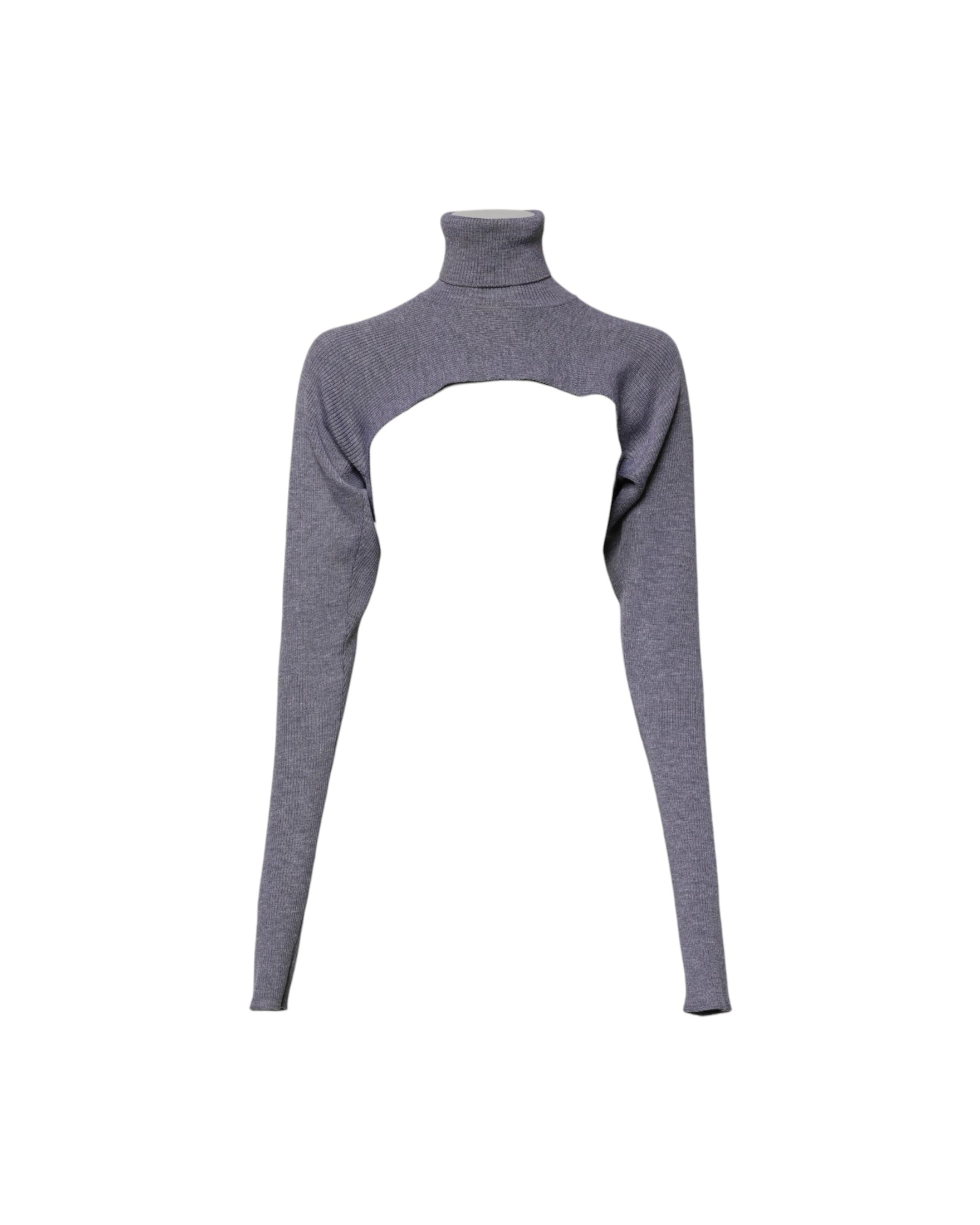Dolce & Gabbana Gray Wool Knit Turtleneck Cropped Top Sweater Glam Steals