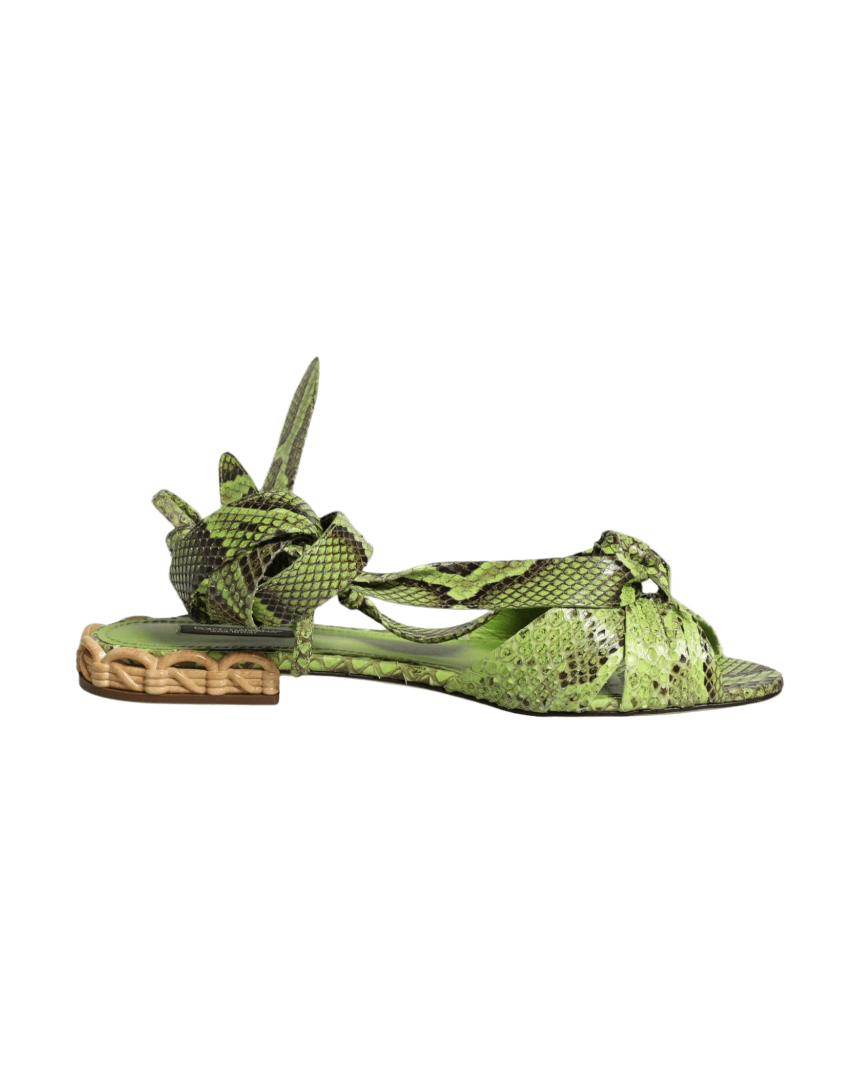 Dolce & Gabbana Green Animal Print Ankle Wrap Sandals Shoes Glam Steals