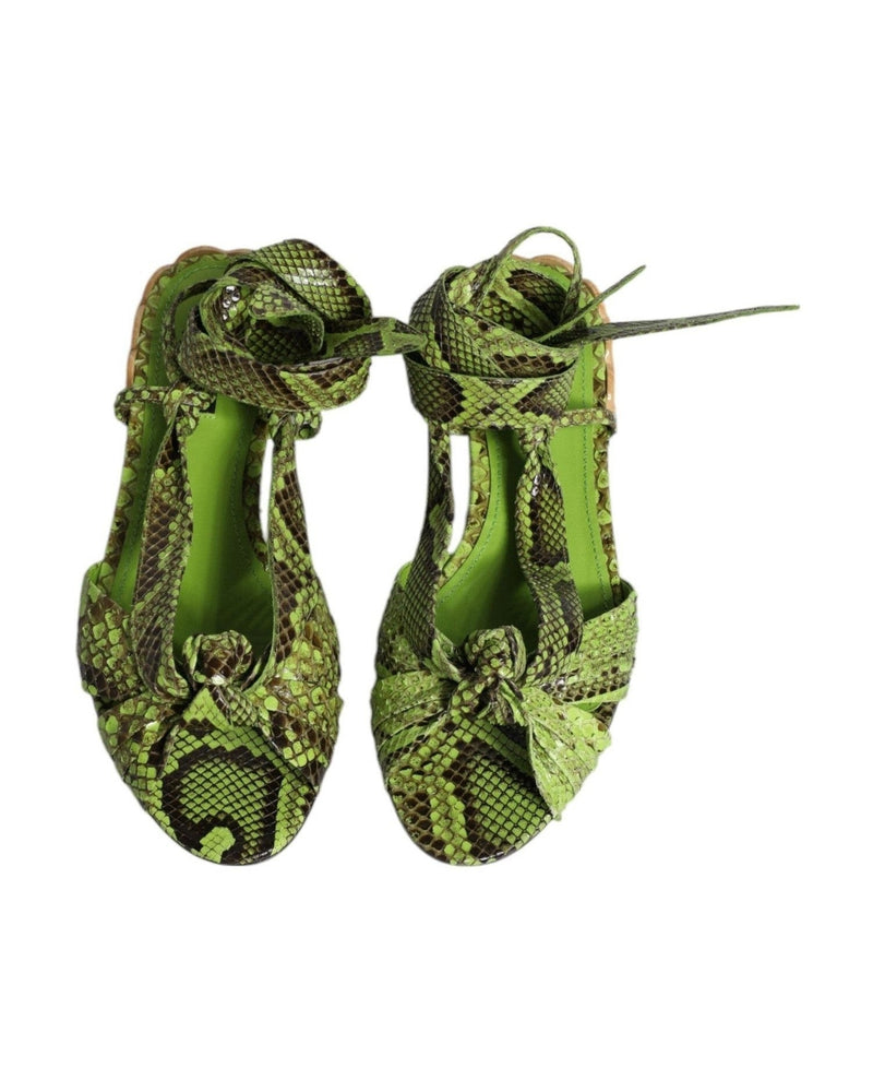 Dolce & Gabbana Green Animal Print Ankle Wrap Sandals Shoes Glam Steals