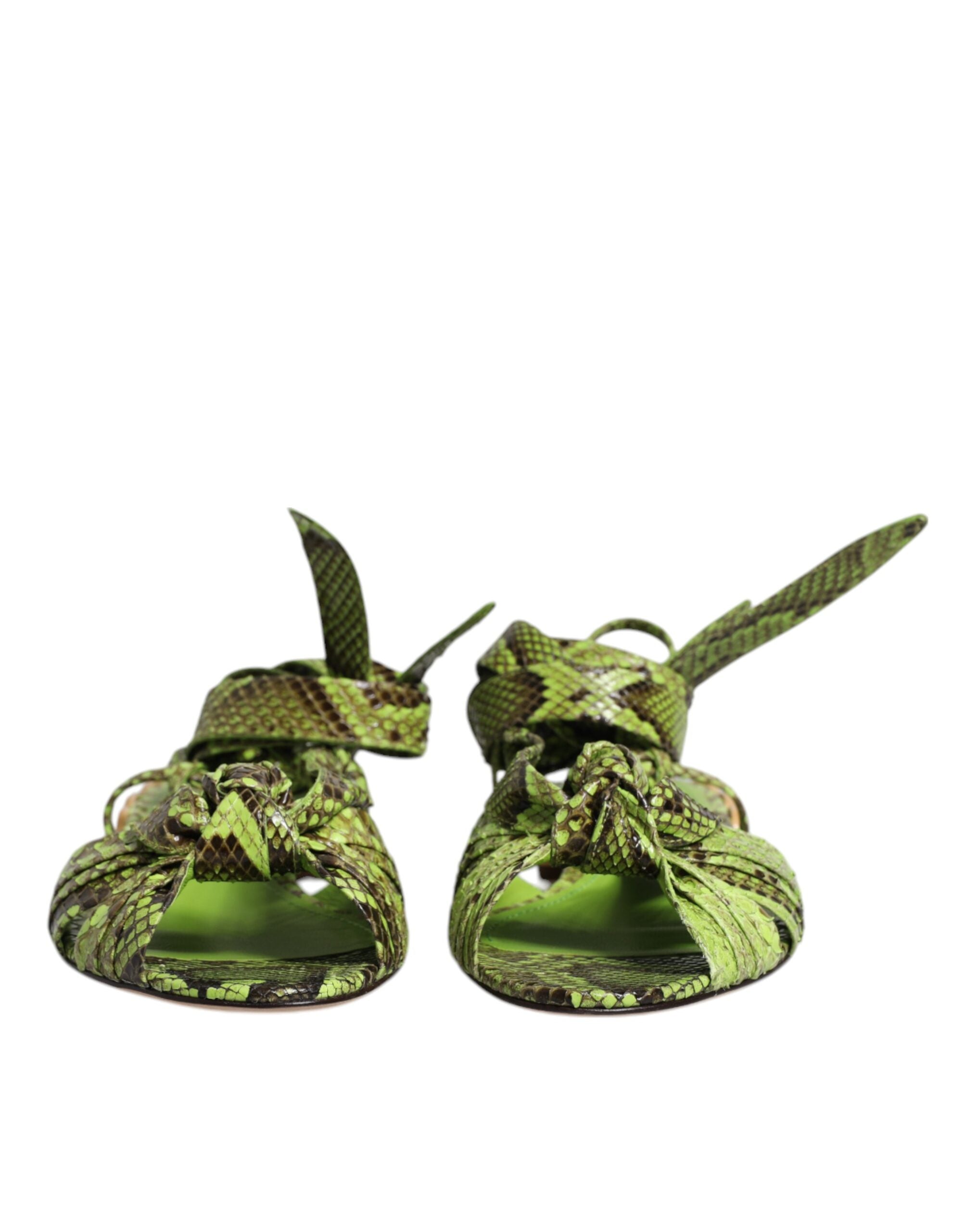 Dolce & Gabbana Green Animal Print Ankle Wrap Sandals Shoes Glam Steals