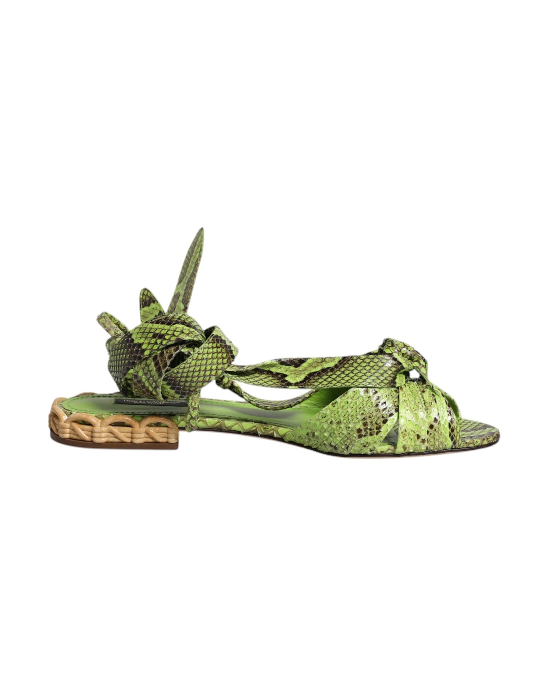 Dolce & Gabbana Green Animal Print Ankle Wrap Sandals Shoes Glam Steals