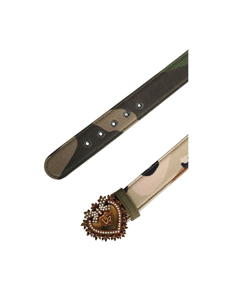 Dolce & Gabbana Green Camouflage Devotion Metal Buckle Belt 