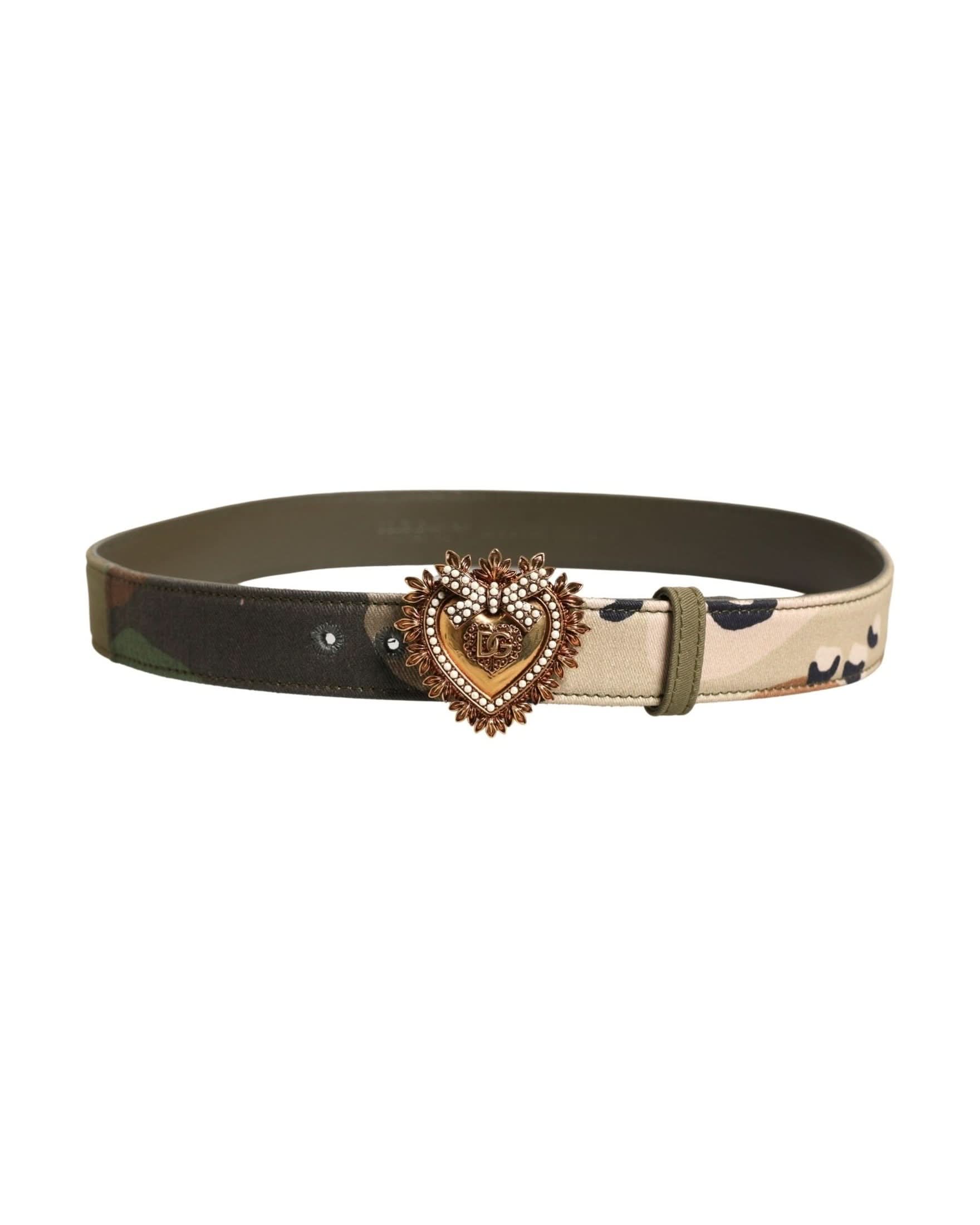 Dolce & Gabbana Green Camouflage Devotion Metal Buckle Belt 