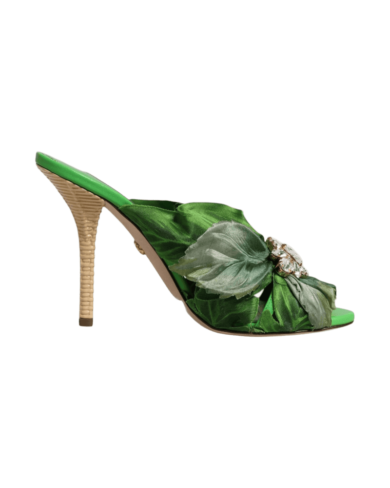 Dolce & Gabbana Green Crystal Slides Keira Sandal Shoes Glam Steals