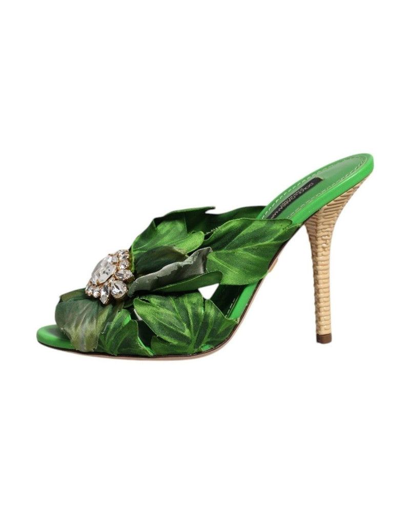Dolce & Gabbana Green Crystal Slides Keira Sandal Shoes Glam Steals