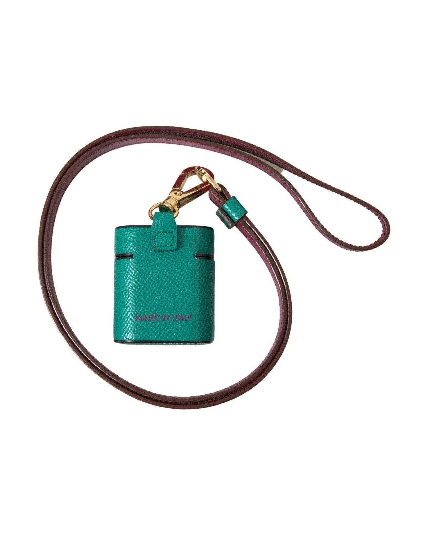 Dolce & Gabbana Elegant Leather Airpods Case In Green Maroon And Glam Steals