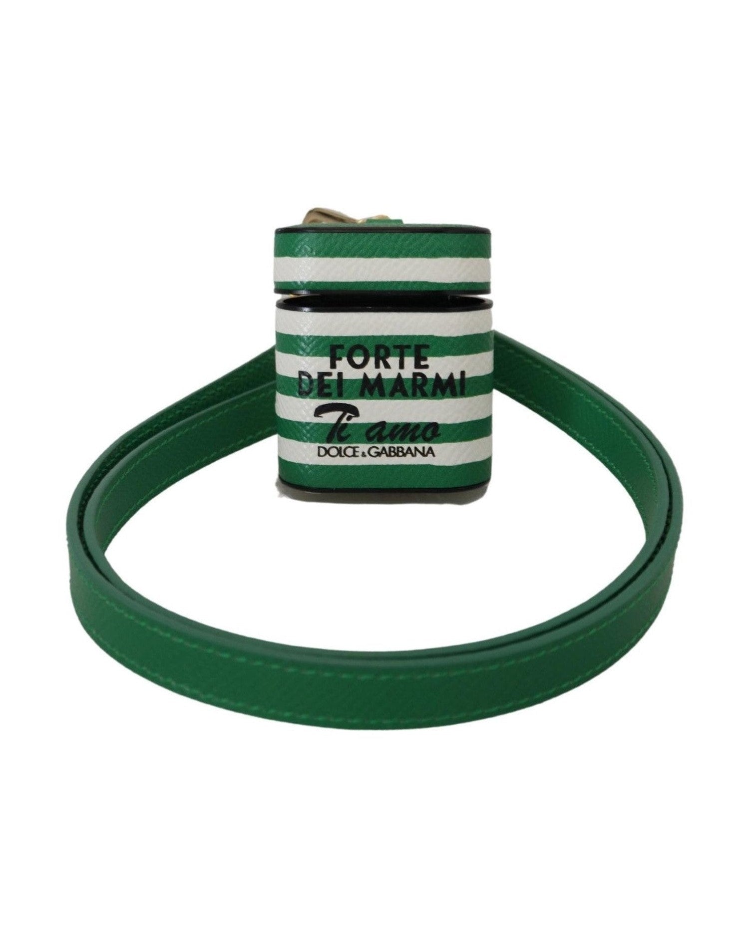 Dolce & Gabbana Elegant Leather Airpods Case - Green Lush Glam Steals