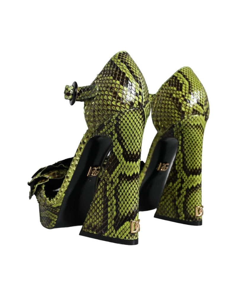 Dolce & Gabbana Green Exotic Leather Ankle Strap Heels Sandals Shoes Heels