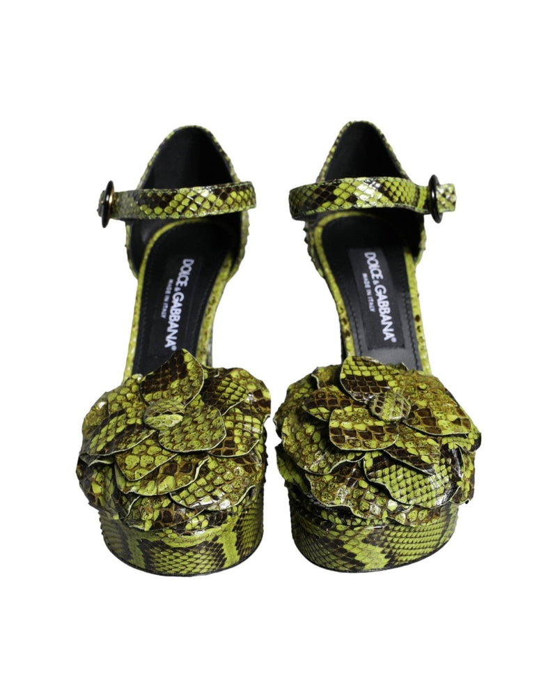 Dolce & Gabbana Green Exotic Leather Ankle Strap Heels Sandals Shoes Heels
