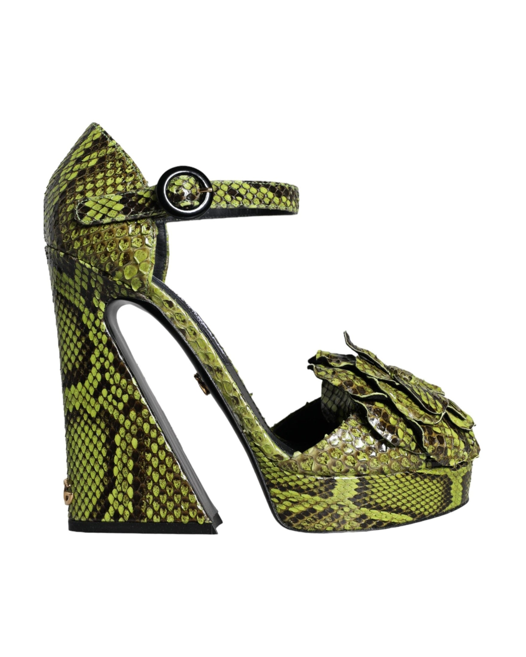 Dolce & Gabbana Green Exotic Leather Ankle Strap Heels Sandals Shoes Glam Steals