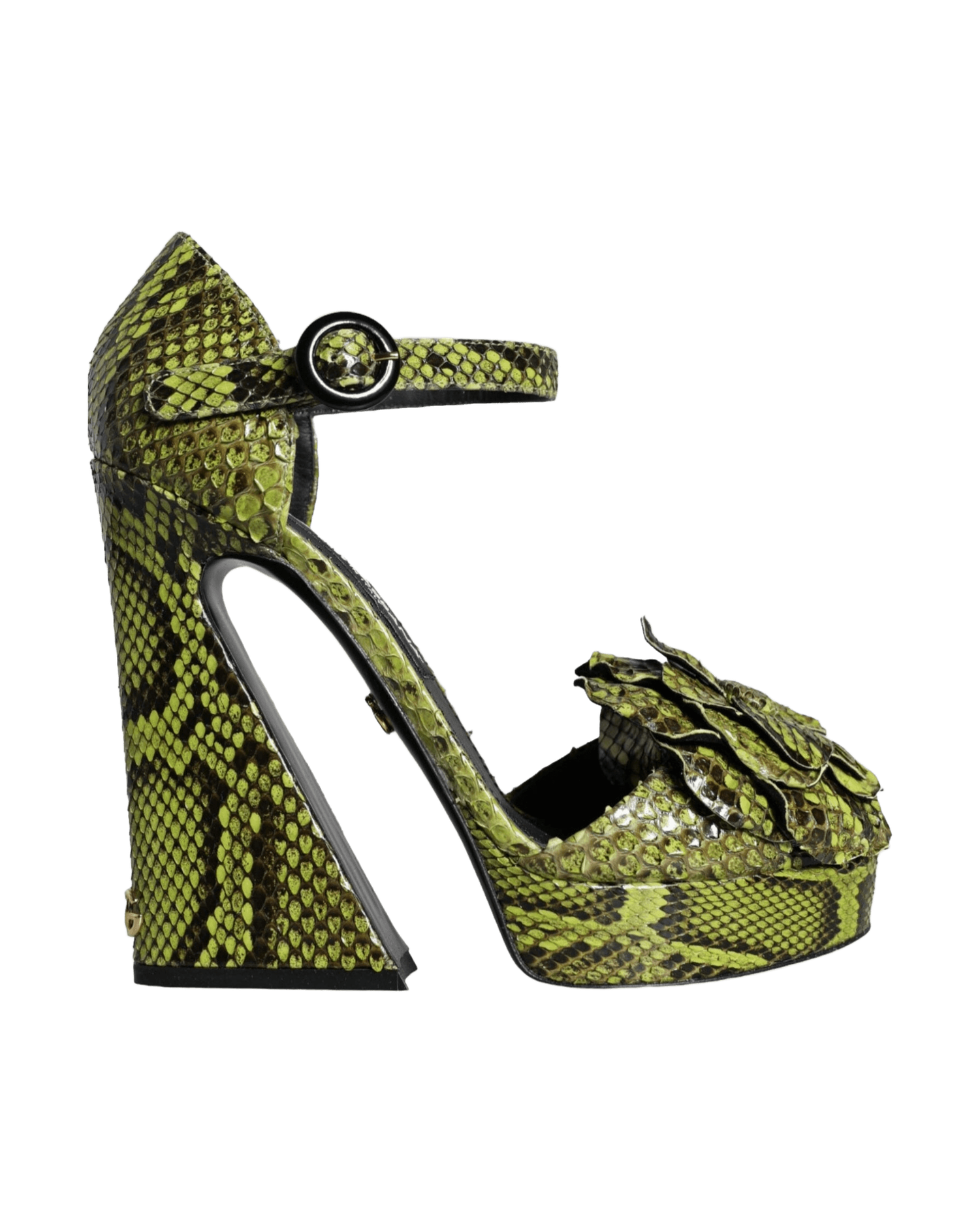 Dolce & Gabbana Green Exotic Leather Ankle Strap Heels Sandals Shoes Glam Steals