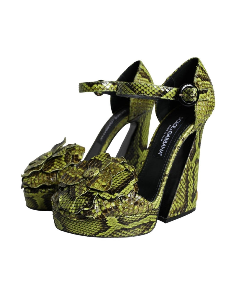 Dolce & Gabbana Green Exotic Leather Ankle Strap Heels Sandals Shoes Glam Steals