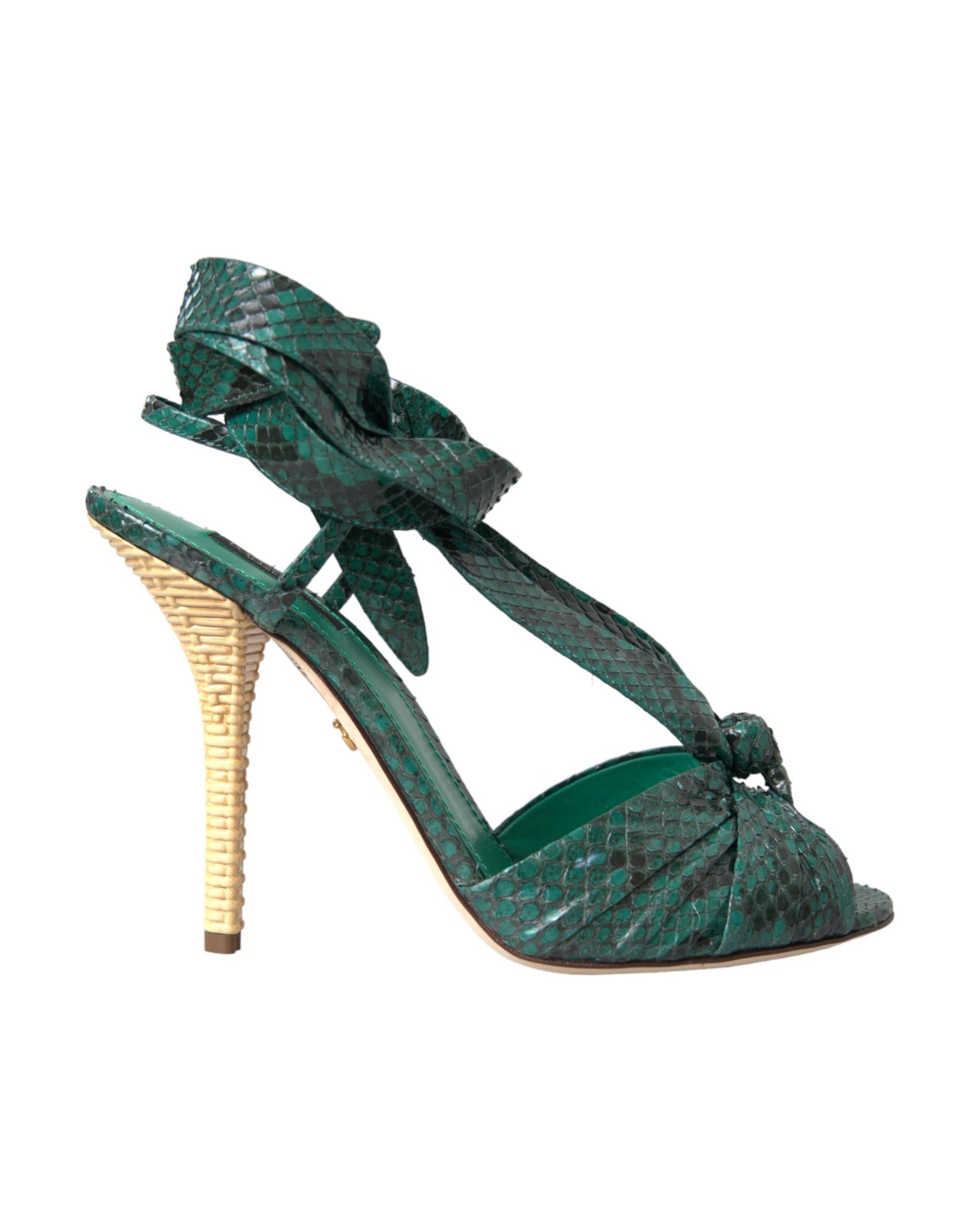 Dolce & Gabbana Green Exotic Leather Heels Sandals Shoes Glam Steals