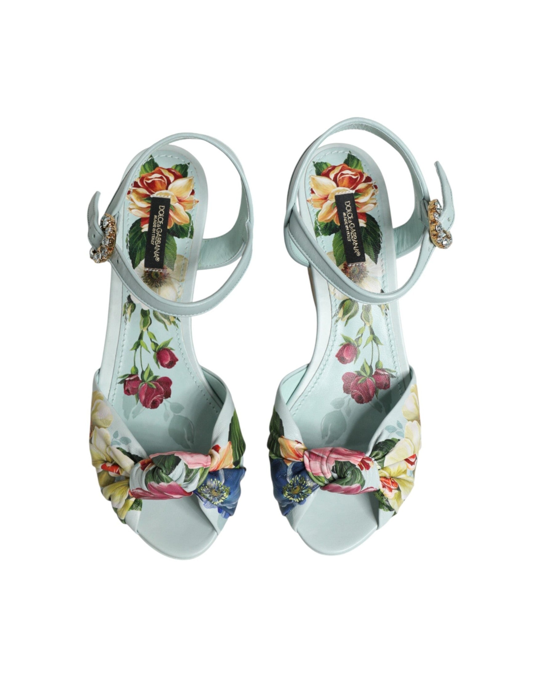 Dolce & Gabbana Green Floral Ankle Strap Wedge Glam Steals
