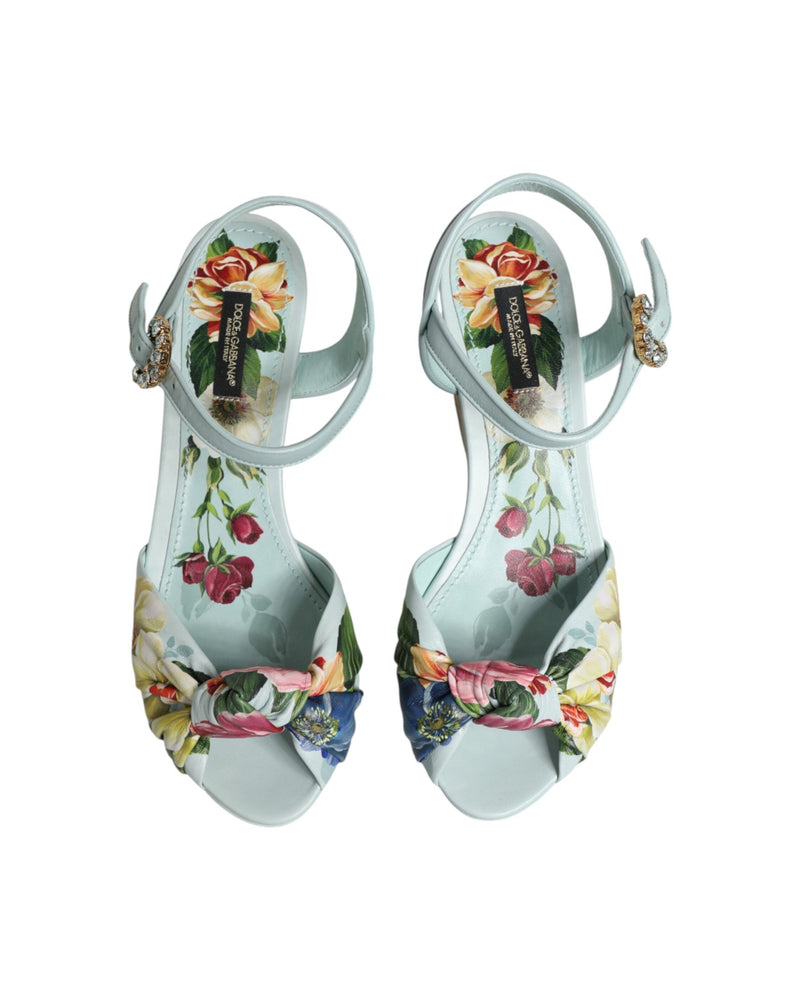 Dolce & Gabbana Green Floral Ankle Strap Wedge Glam Steals