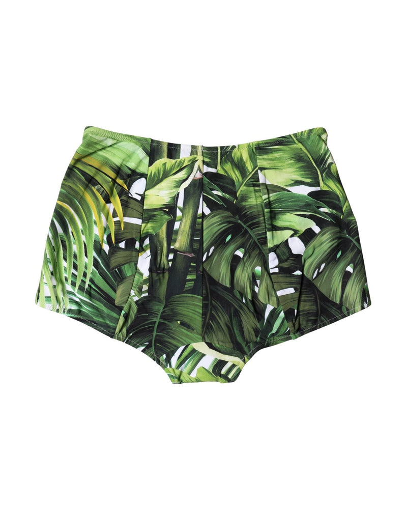 Dolce & Gabbana Green Leaf Print High Waisted Girdle Underwear Glam Steals