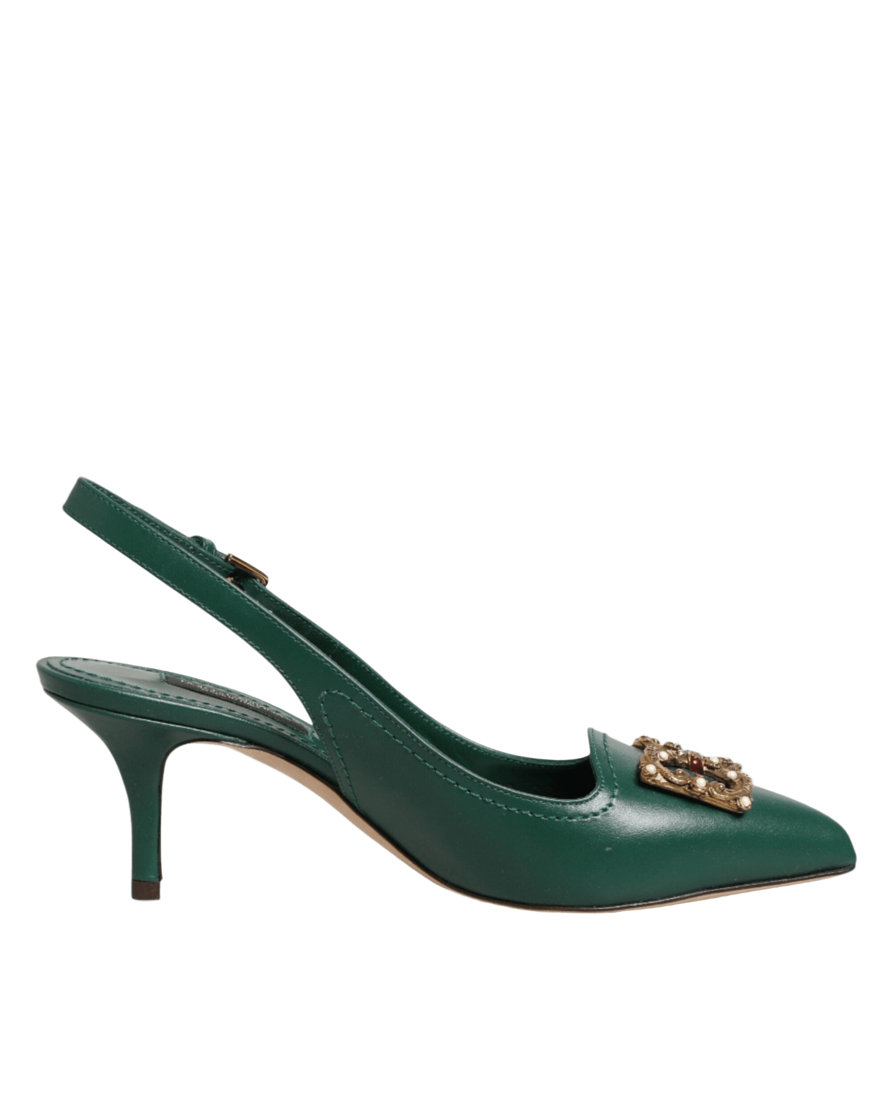 Dolce & Gabbana Green Leather Amore Heels Slingbacks Shoes Glam Steals