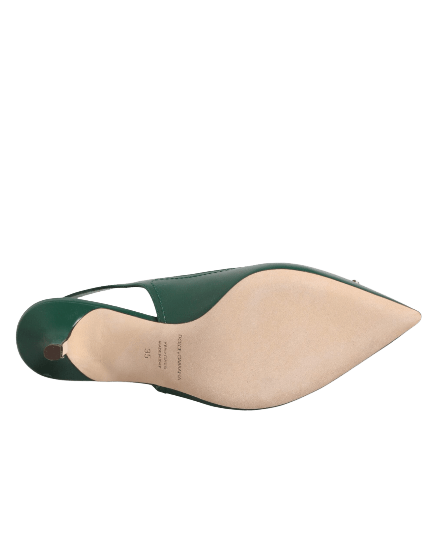 Dolce & Gabbana Green Leather Amore Heels Slingbacks Shoes Glam Steals