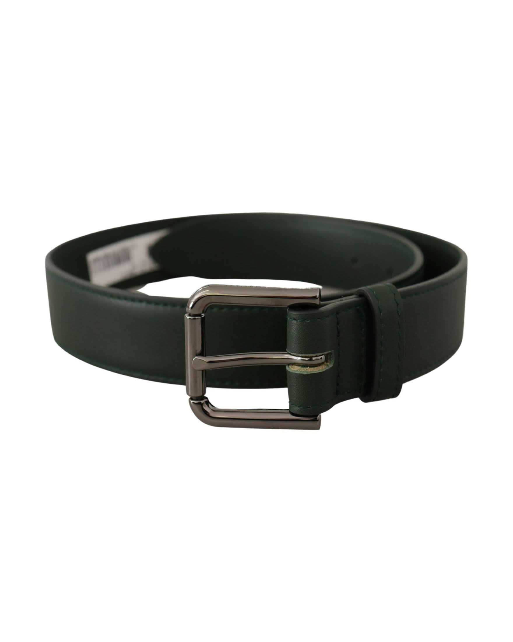 Dolce & Gabbana Green Leather Army Logo Metal Waist Buckle Belt Belts