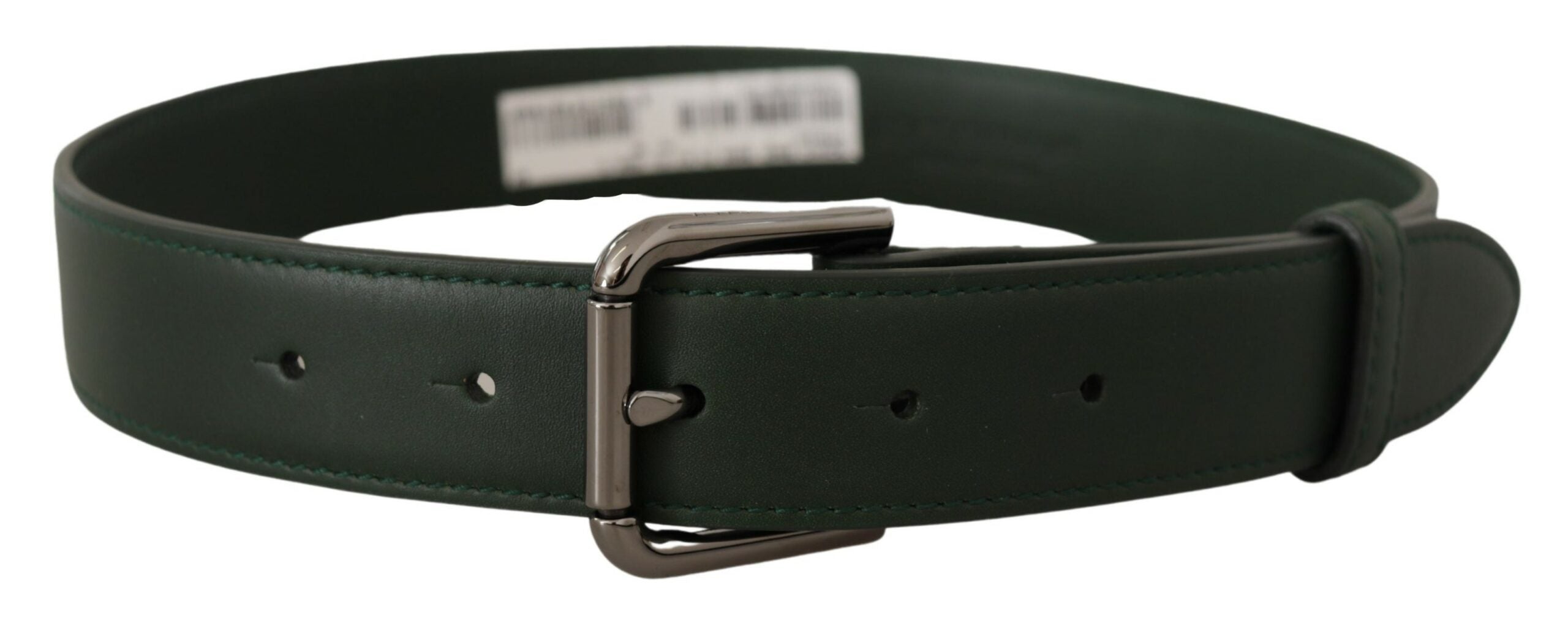 Dolce & Gabbana Green Leather Army Logo Metal Waist Buckle Belt Glam Steals