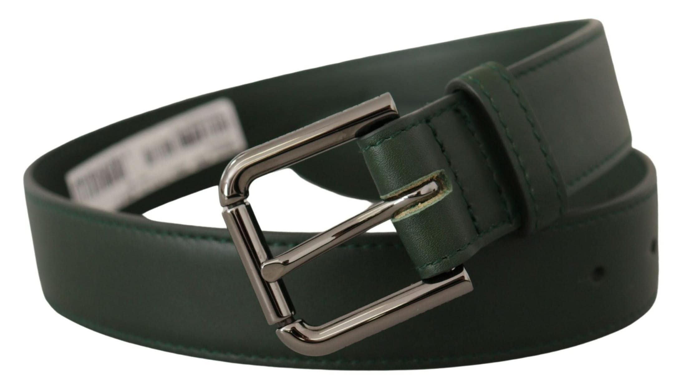 Dolce & Gabbana Green Leather Army Logo Metal Waist Buckle Belt Belts