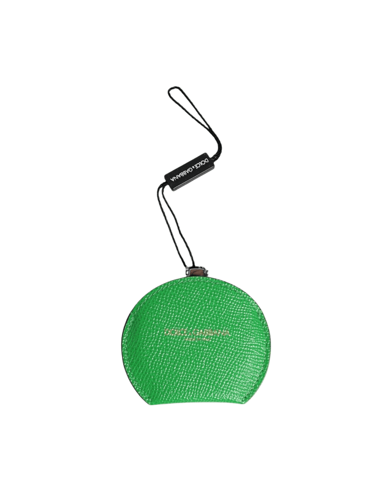 Dolce & Green Gabbana Leather Calfskin Round Logo Hand Mirror Holder Glam Steals
