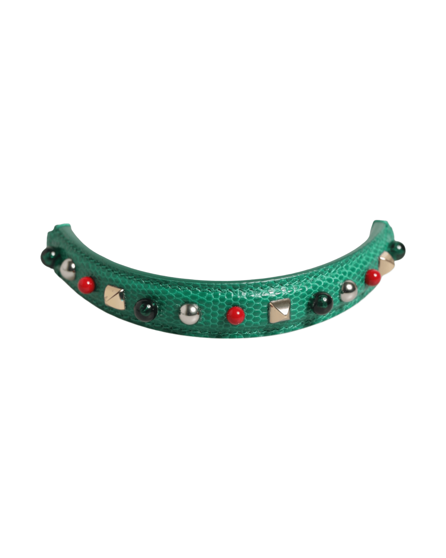 Dolce & Gabbana Green Leather Embellished Bag Handle Women Shoulder Strap Glam Steals