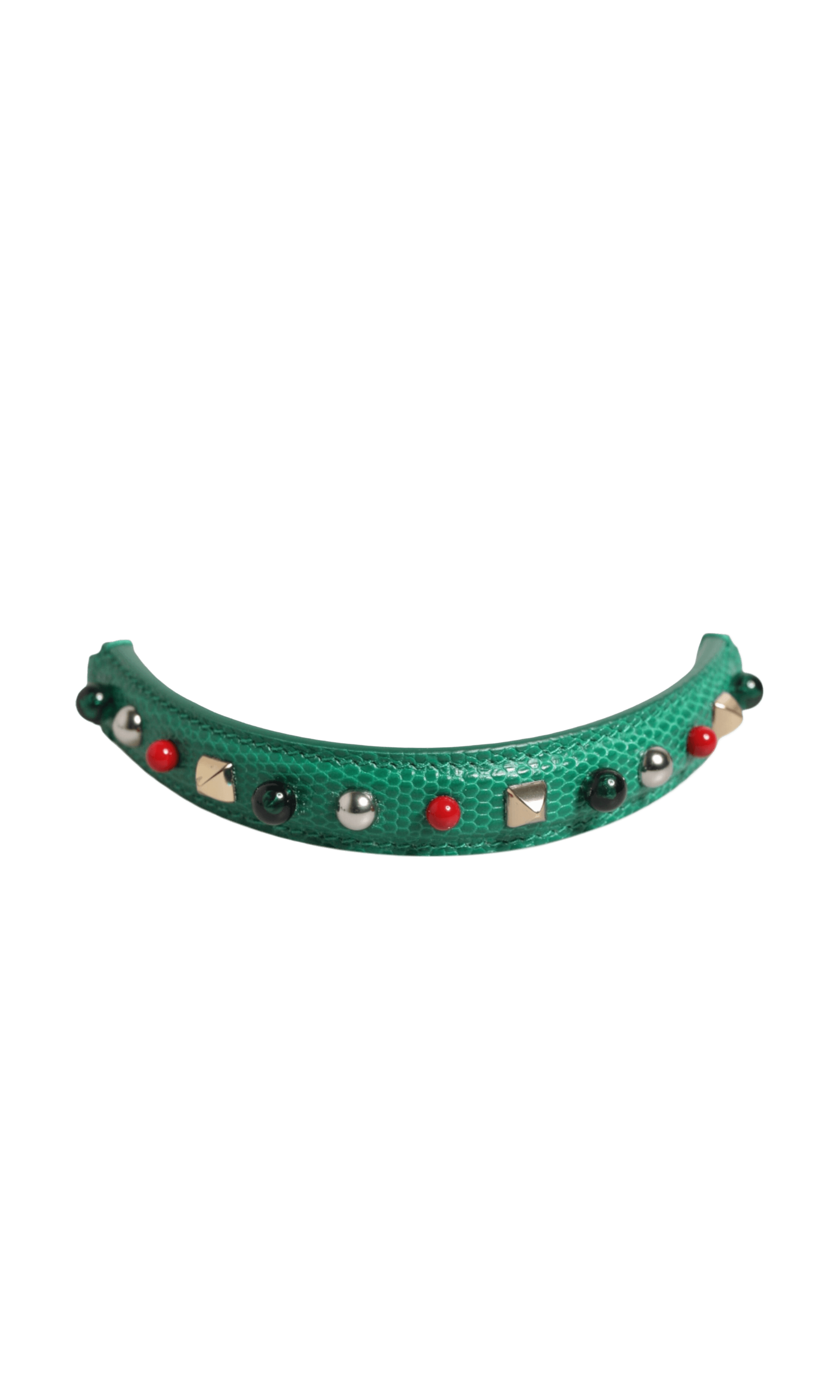 Dolce & Gabbana Green Leather Embellished Bag Handle Women Shoulder Strap Glam Steals