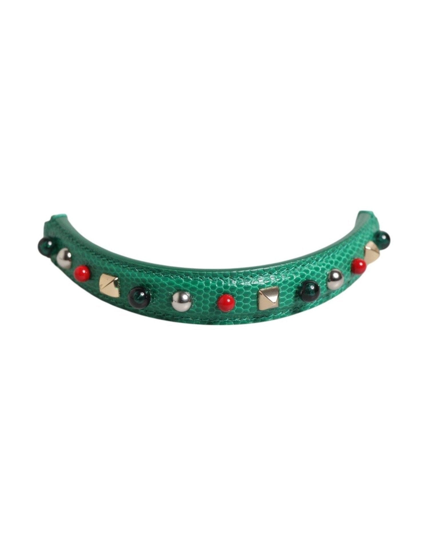 Dolce & Gabbana Green Leather Embellished Bag Handle Women Shoulder Strap Glam Steals