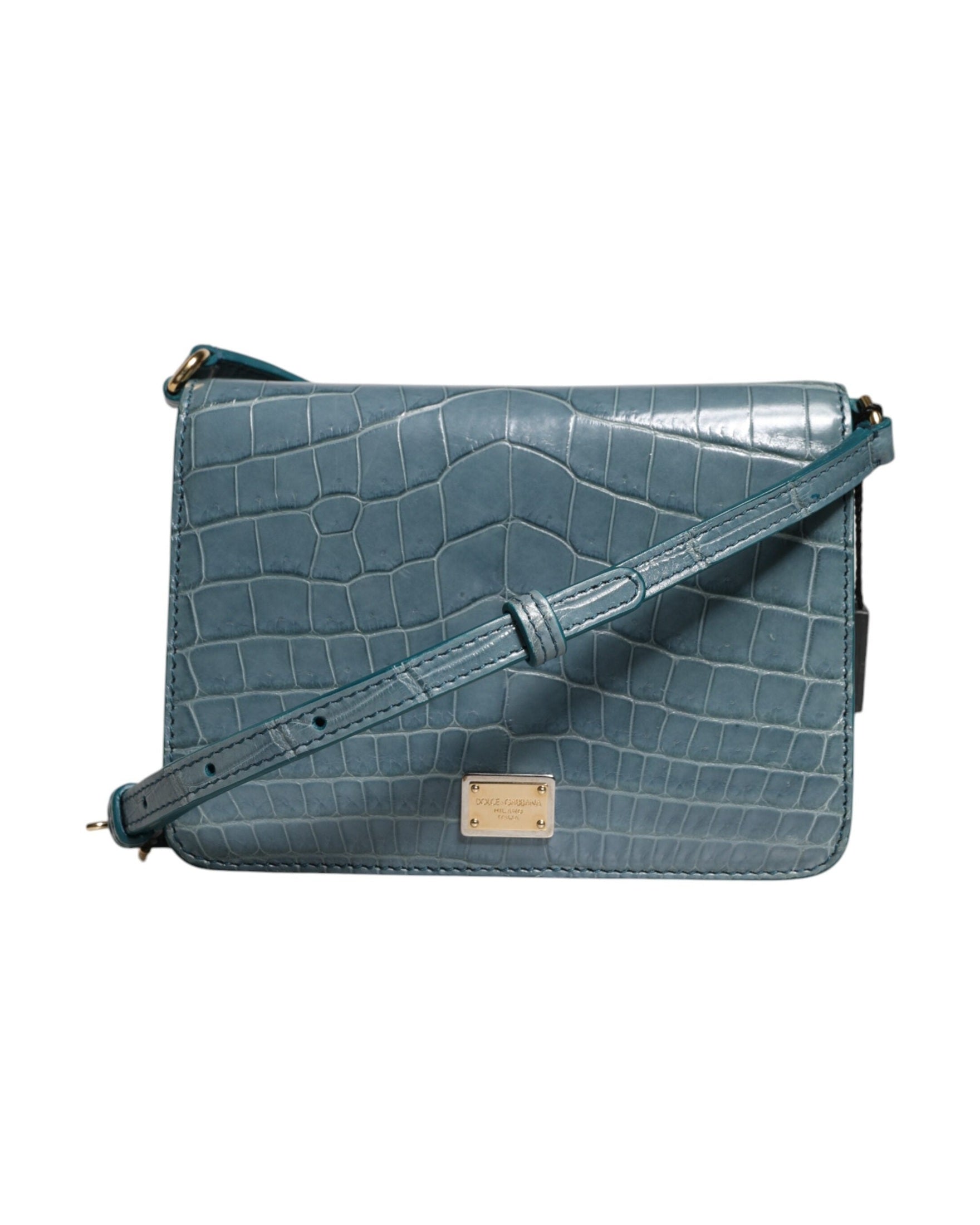 Dolce & Gabbana Green Leather Exotic Dg Plaque Crossbody Mini Bag Glam Steals