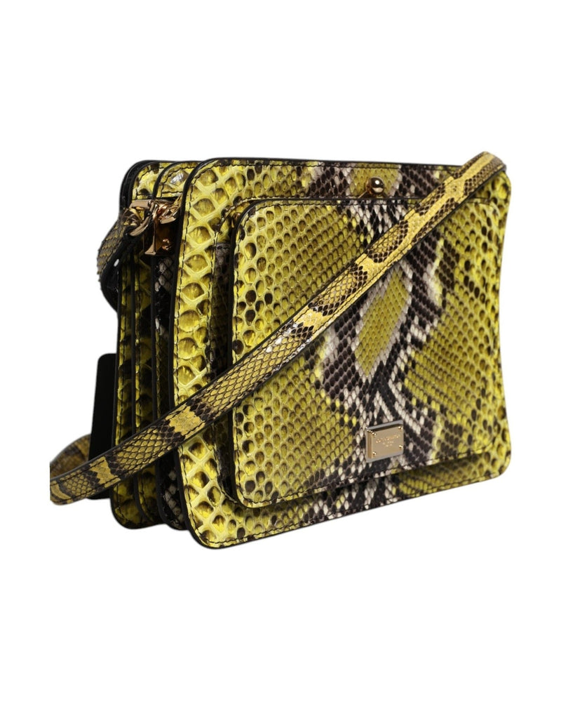 Dolce & Gabbana Green Leather Exotic Dg Plaque Crossbody Clutch Bag Glam Steals