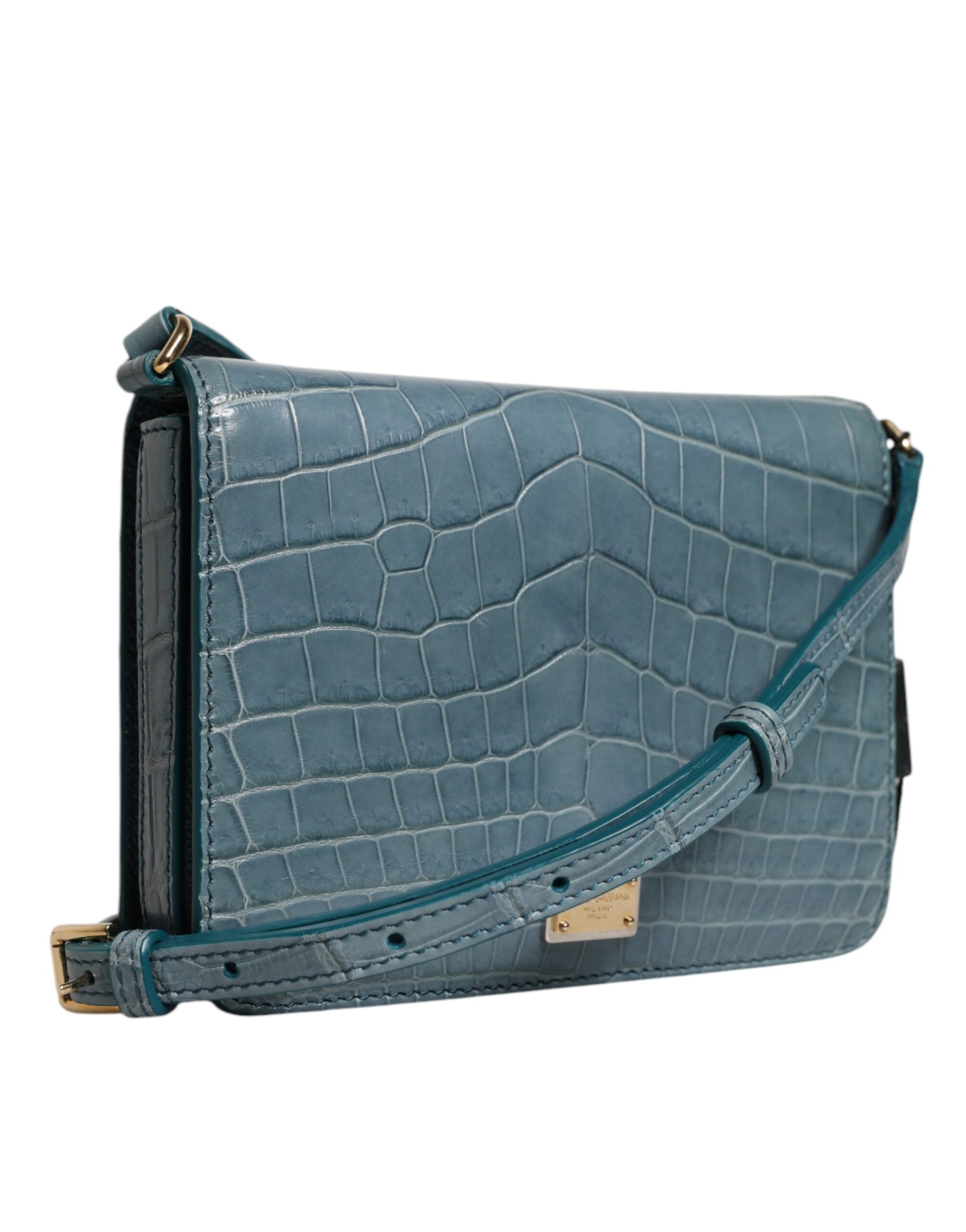Dolce & Gabbana Green Leather Exotic Dg Plaque Crossbody Mini Bag Glam Steals