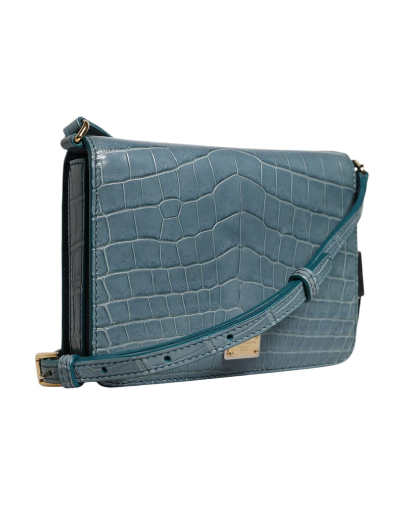 Dolce & Gabbana Green Leather Exotic Dg Plaque Crossbody Mini Bag Glam Steals