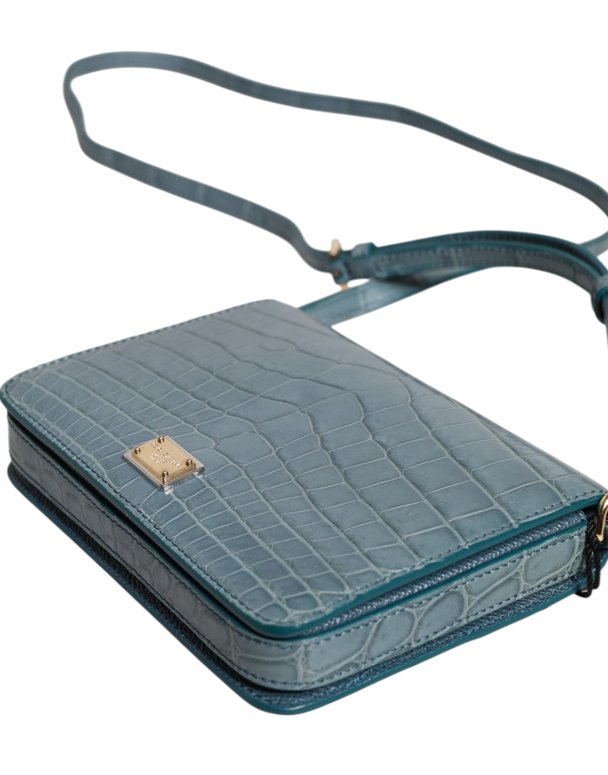 Dolce & Gabbana Green Leather Exotic Dg Plaque Crossbody Mini Bag Glam Steals