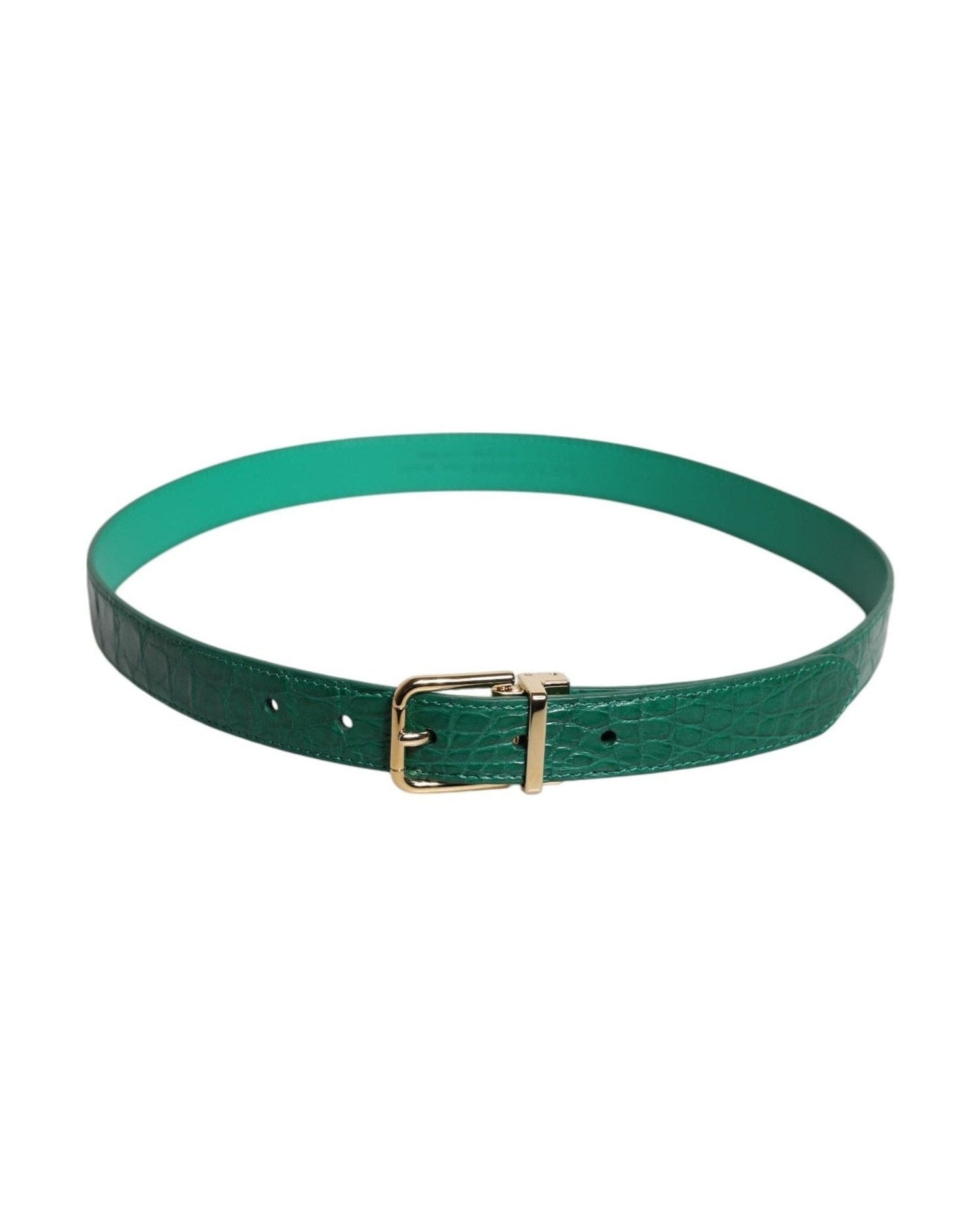 Dolce & Gabbana Green Leather Logo Metal Waist Buckle Belt Glam Steals