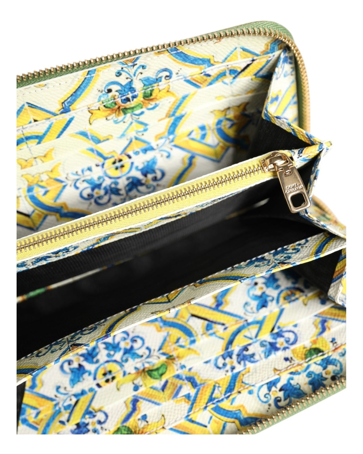 Dolce & Gabbana Green Leather Logo Plaque Zip Around Continenta Wallet Glam Steals