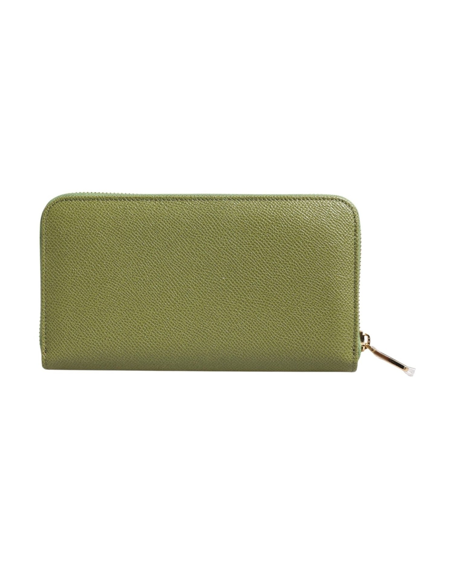 Dolce & Gabbana Green Leather Logo Plaque Zip Around Continenta Wallet Glam Steals