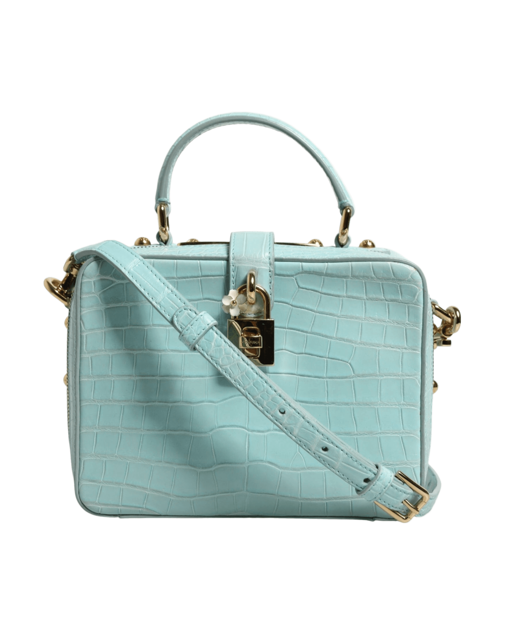 Dolce & Gabbana Green Leather Mint Embossed Padlock Shoulder Bag Glam Steals