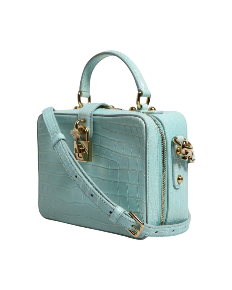 Dolce & Gabbana Green Leather Mint Embossed Padlock Shoulder Bag Glam Steals