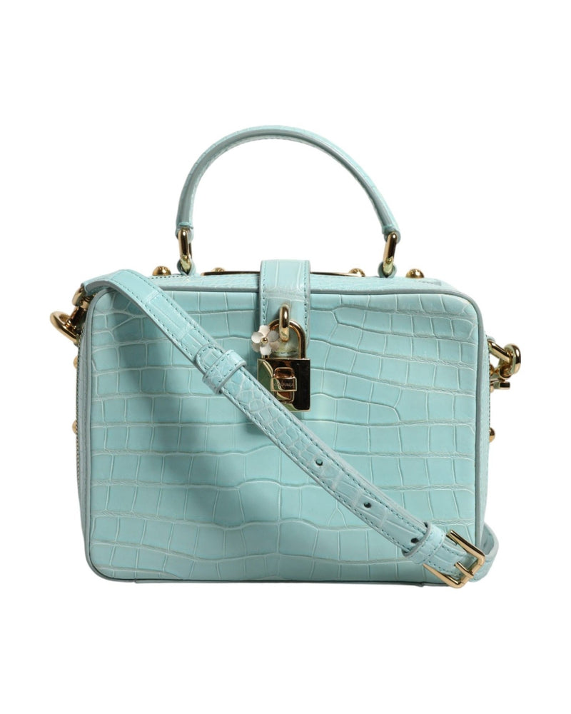 Dolce & Gabbana Green Leather Mint Embossed Padlock Shoulder Bag Glam Steals