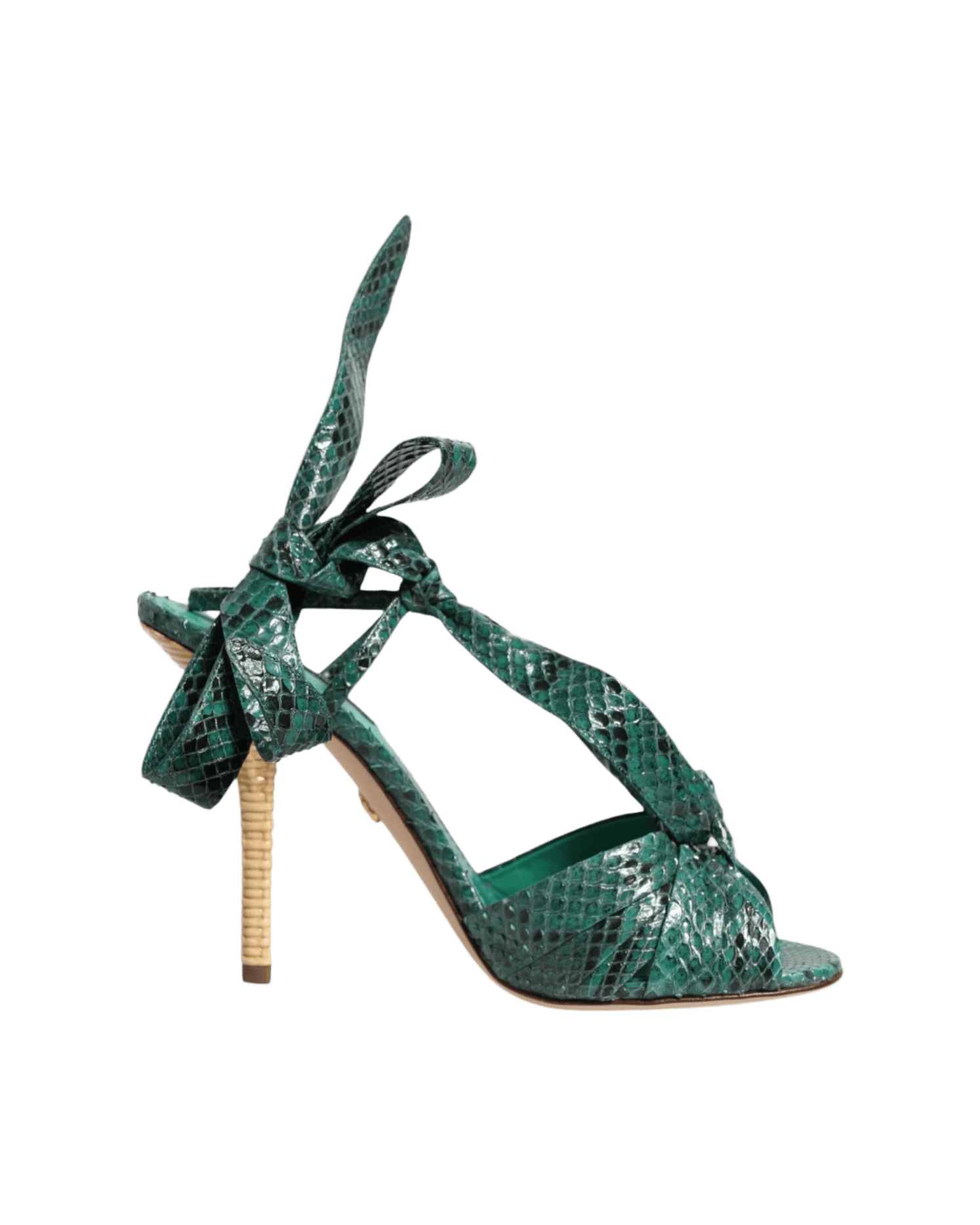 Dolce & Gabbana Green Leather Python Heels Sandals Shoes Glam Steals