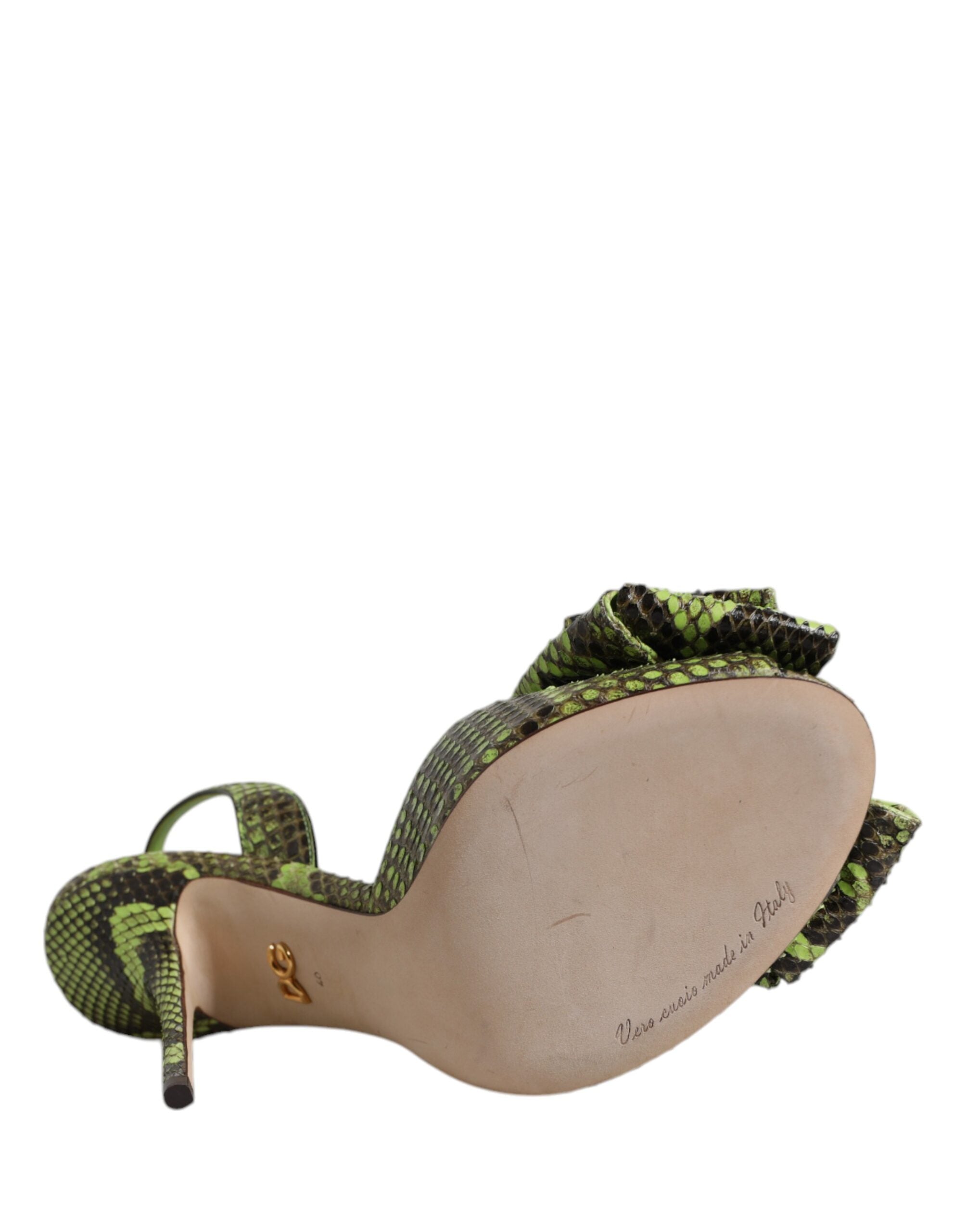 Dolce & Gabbana Green Leather Python Heels Sandals Shoes Glam Steals
