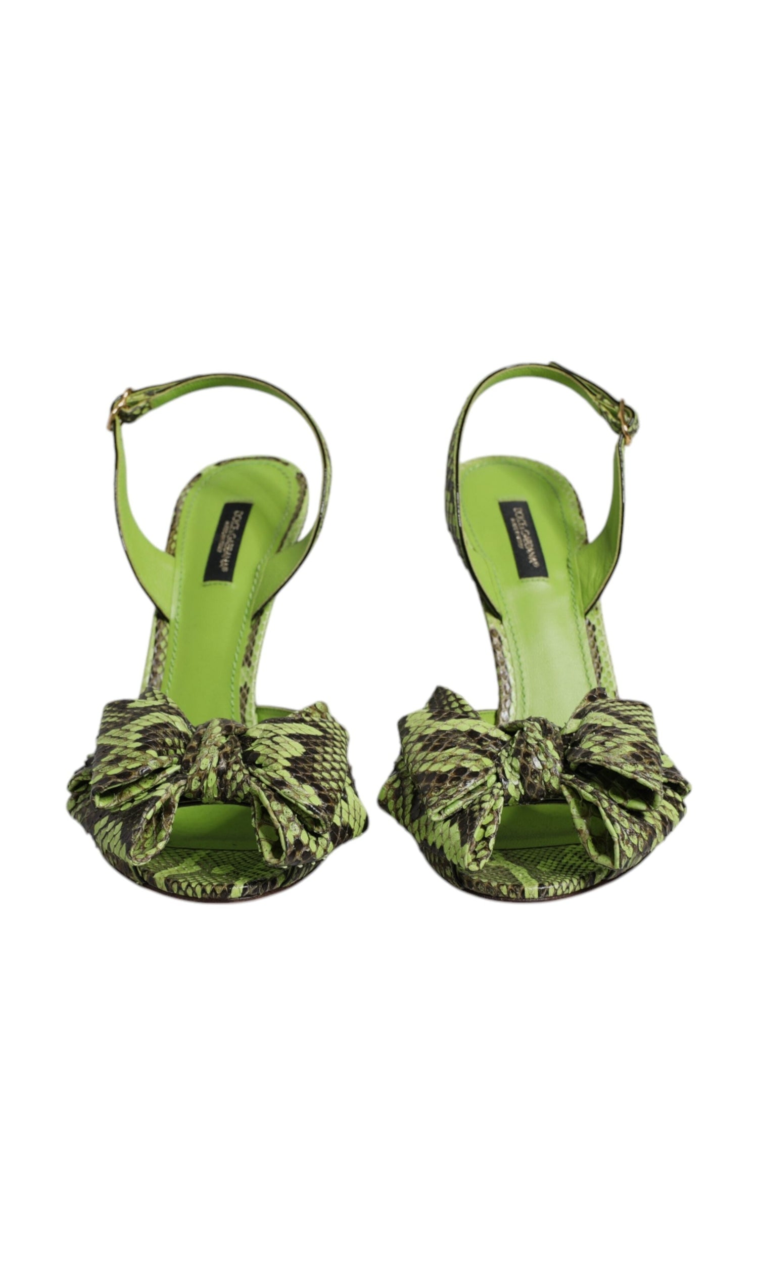 Dolce & Gabbana Green Leather Python Heels Sandals Shoes Glam Steals