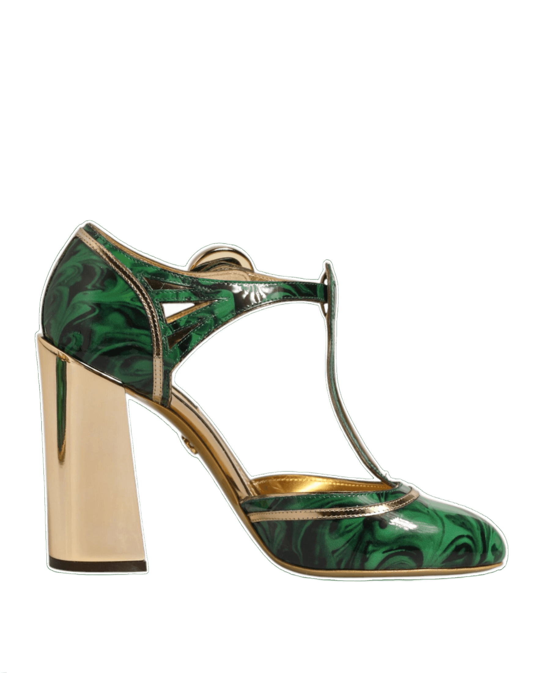 Dolce & Gabbana Green Leather T Straps Heels Sandals Shoes Glam Steals