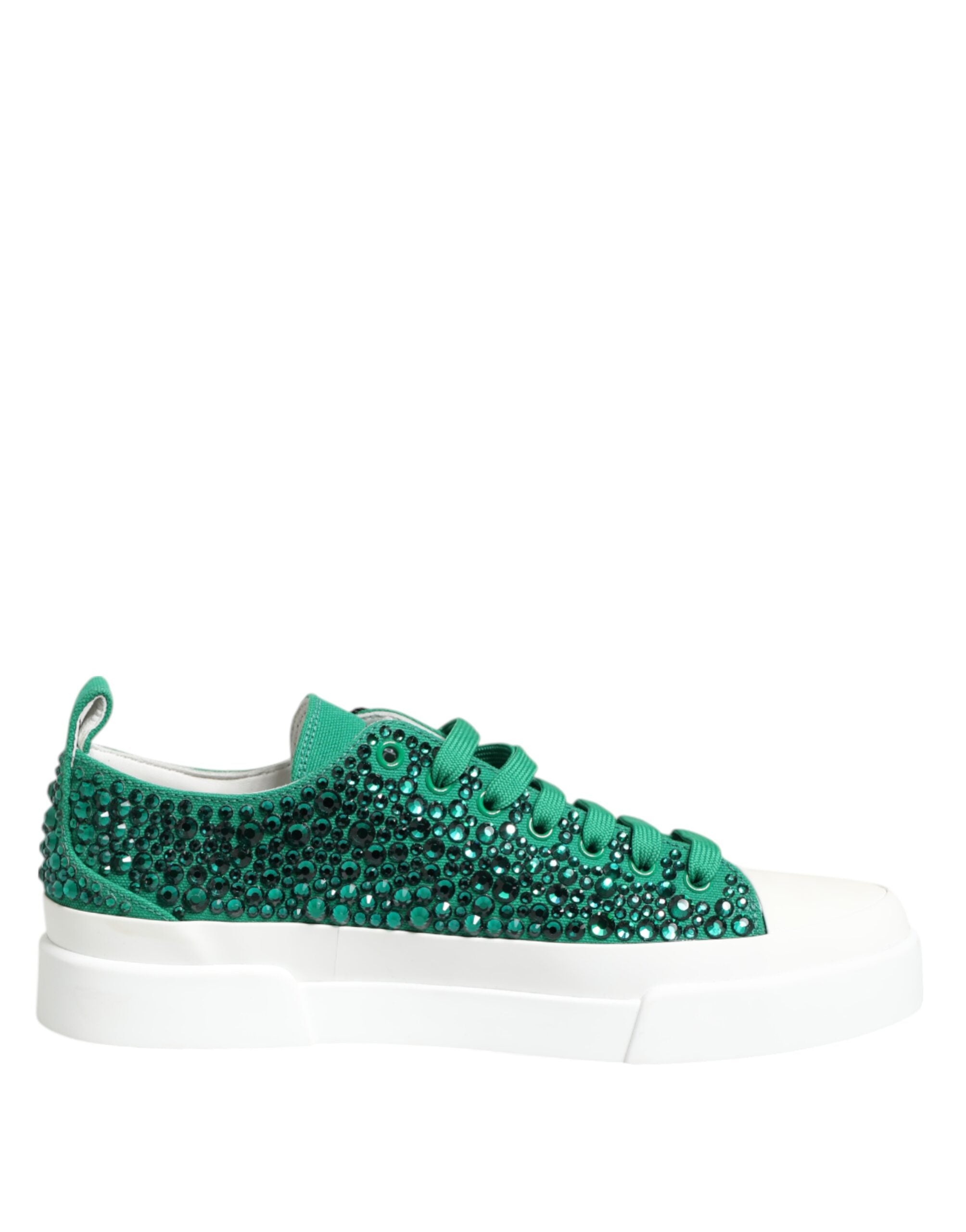 Dolce & Gabbana Green Portofino Crystal Dg Logo Sneakers Shoes Glam Steals