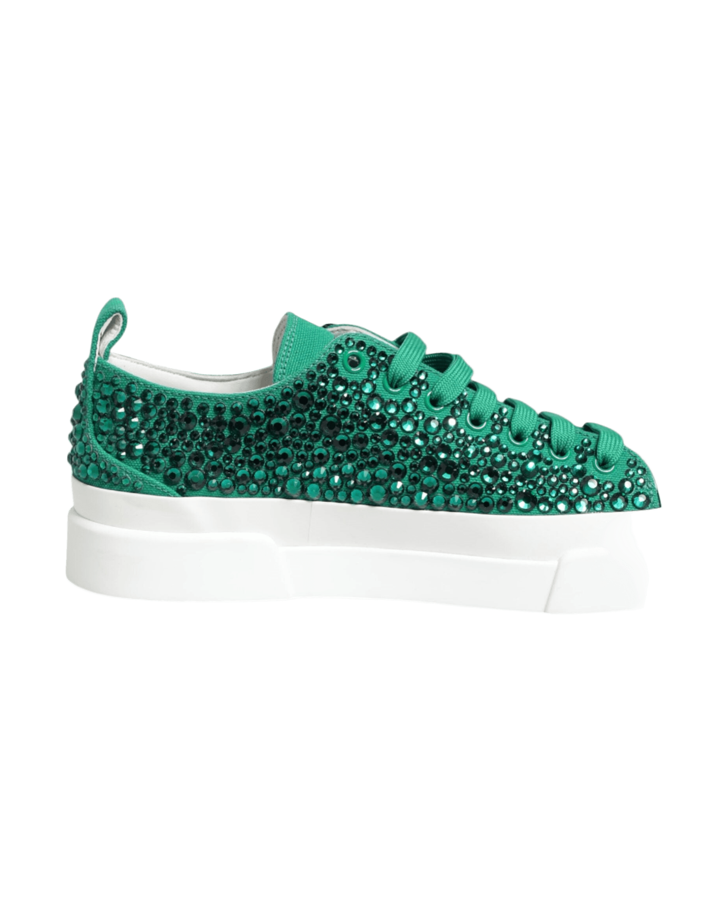 Dolce & Gabbana Green Portofino Crystal Dg Logo Sneakers Shoes Glam Steals