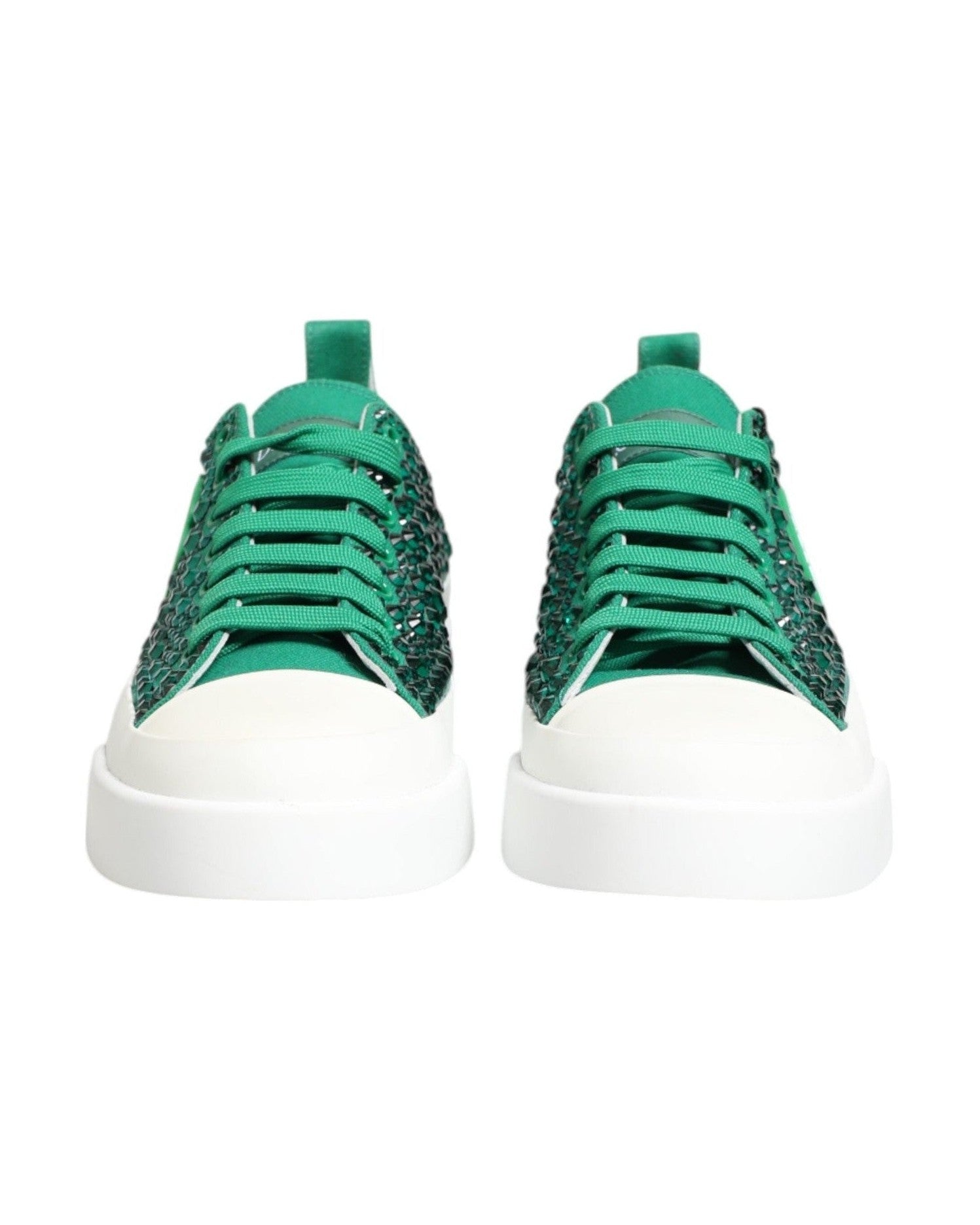 Dolce & Gabbana Green Portofino Crystal Dg Logo Sneakers Shoes Glam Steals