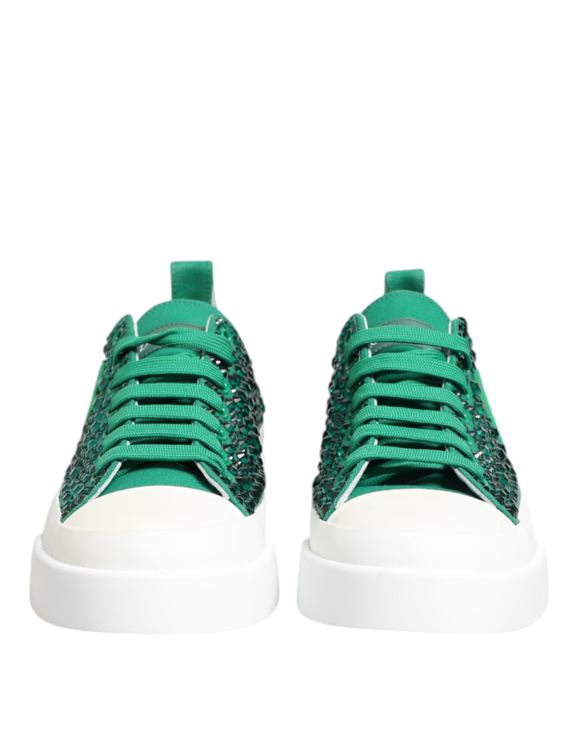 Dolce & Gabbana Green Portofino Crystal Dg Logo Sneakers Shoes Glam Steals